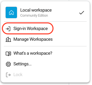 Sign-in Workspace option